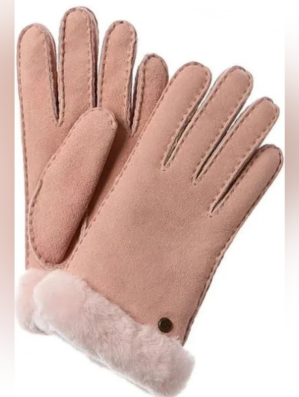 UGG Pink Genuine Shearling Side Vent Womens Gloves Medium Soft Warm Barbiecore